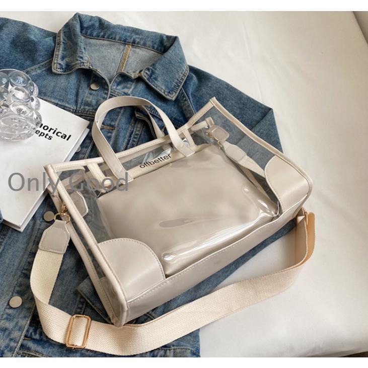 クリアバッグ PU ポーチ付き ショルダーバッグ 透明バッグ