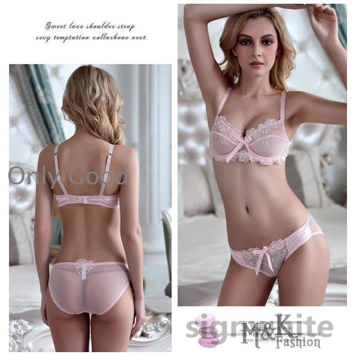 ブラ＆ショーツセット 美胸 ランジェリー ブラジャー 透ける美しい下着