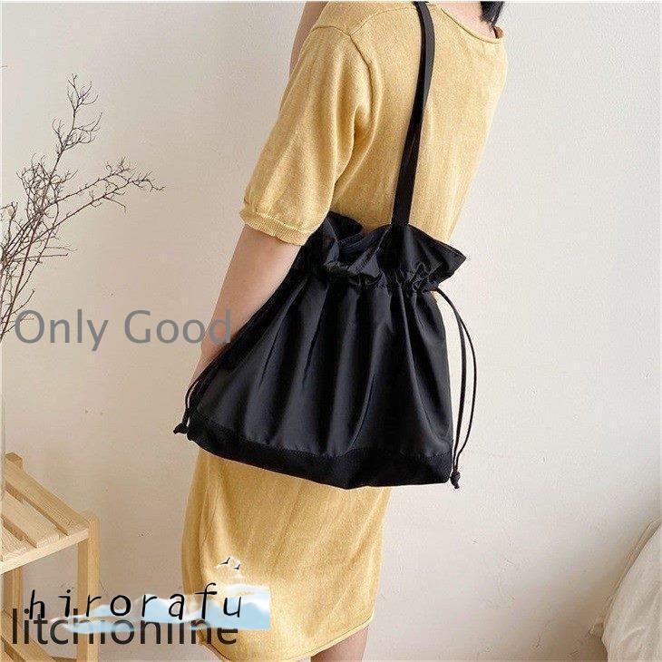 Todayful Nylon 黒の巾着型ショルダーバッグ TODAYFUL ソフトレザー