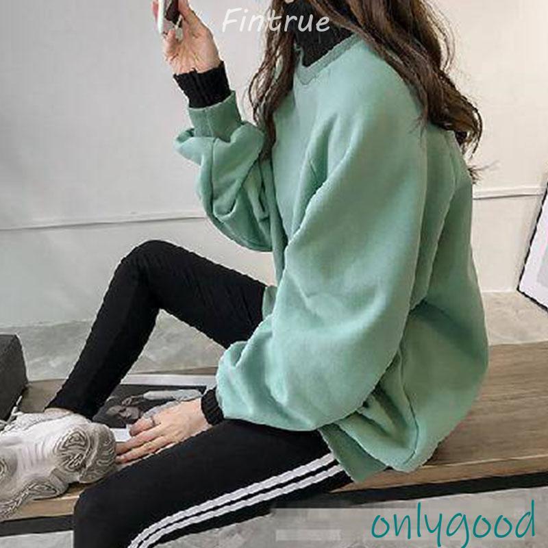 トレーナー レディース 重ね着風 プルオーバー ハイネック 長袖 無地