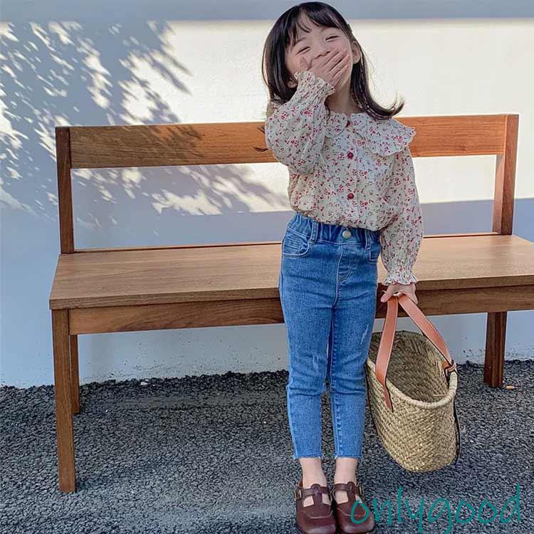 春 秋 女の子 デニムパンツ 子供服 ベビー 韓国風 ダメージ ジーンズ ジーパン ストレッチ スキニーパンツ おしゃれ ボトムス 美脚 キッズ 長ズ｜onlygood｜02