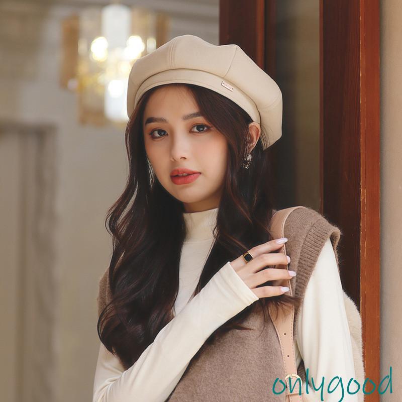 FUZHCY(たけち) 無地の八角形の女性の秋と冬のベレー帽韓国語版の