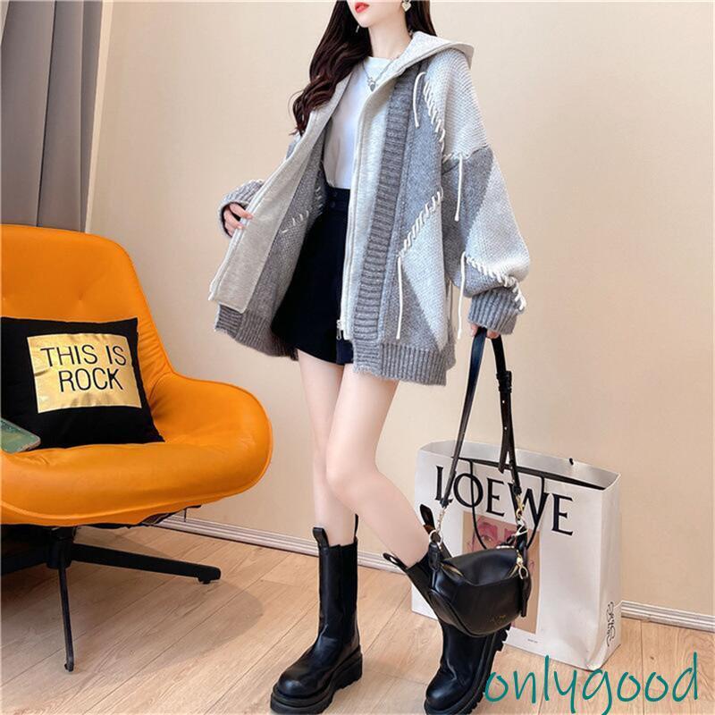 カーディガン ニット レディース ニットカーディガン フード 長袖 体型