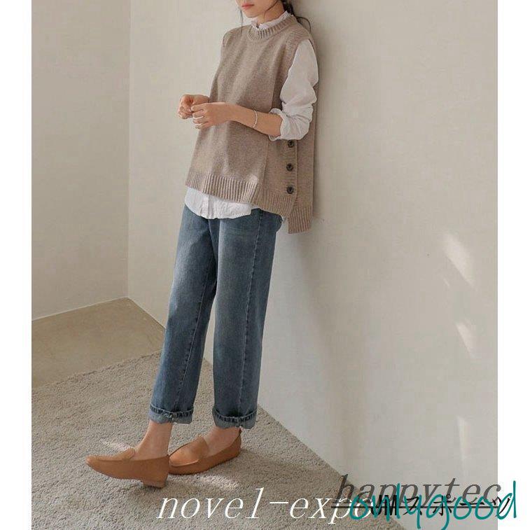 ニットベスト レディース 40代 春 秋 冬 ベストセーター ノースリープ