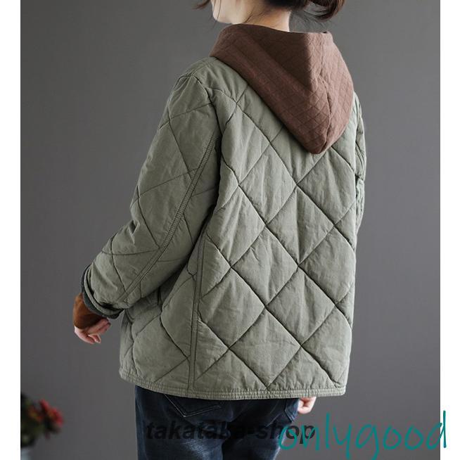 ノーカラー キルティングジャケット レディース アウター 秋冬