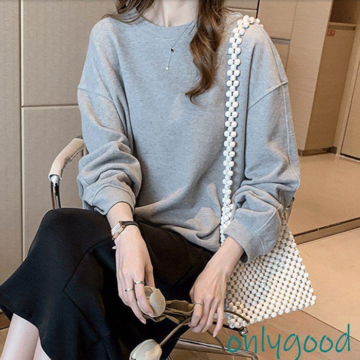 トレーナー トップス レディース スウェット プルオーバー クルーネック 長袖 無地 tシャツ ゆったり カジュアル 秋 冬 通勤 通学 新品 ...