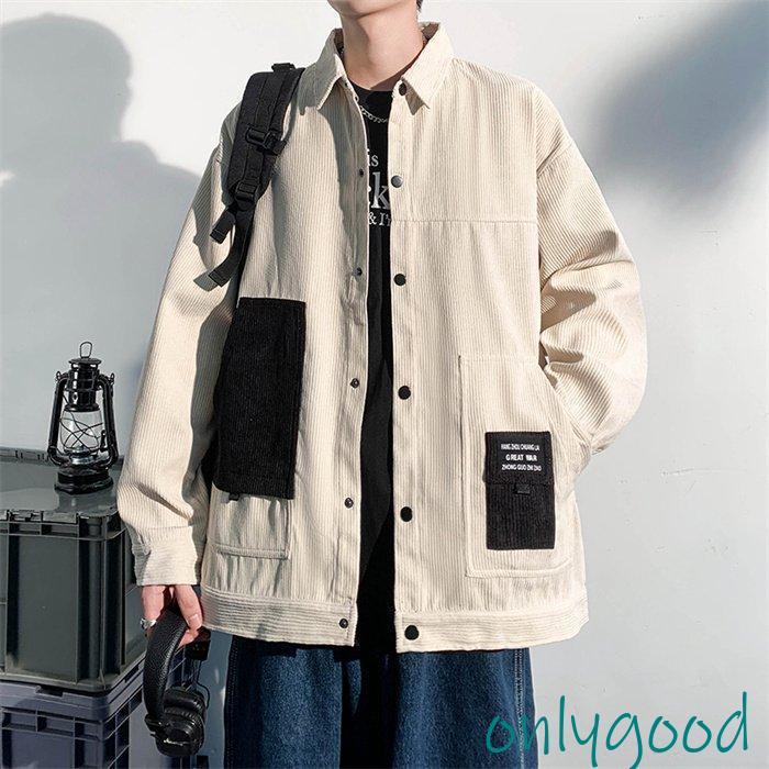 ライトアウター メンズ 秋服 カジュアルジャケット 長袖シャツ 切り替え かっこいい スタジャン アウター ショルダー : Only Good ...