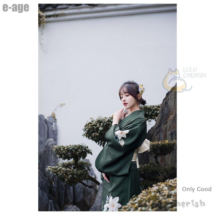 浴衣 ゆかた レディース 女性 緑 グリーン 洗える お出かけ お稽古