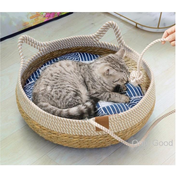 猫 ハンモック 夏 ベッドハンモック 藤編み ゲージ用 ペットベッド