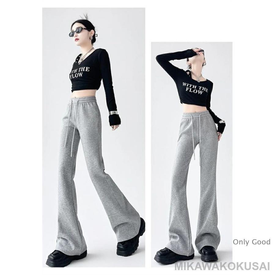 ブーツカットパンツ スウェットパンツ レディース スキニーパンツ 秋冬