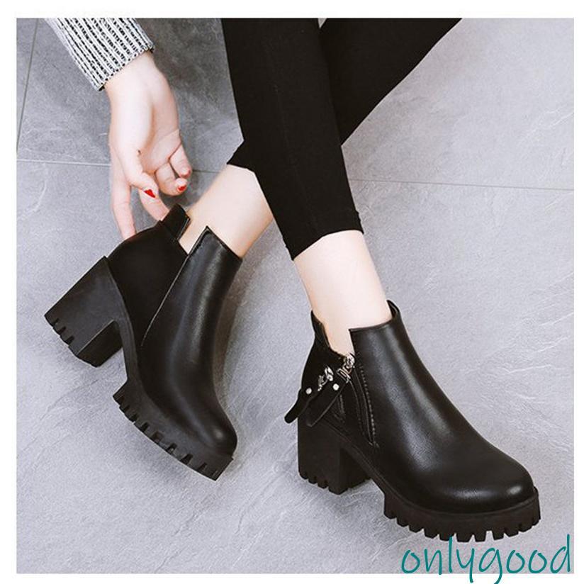 ショートブーツ レディース ブーツ ぺたんこ 厚底 ブーティ 太めヒール