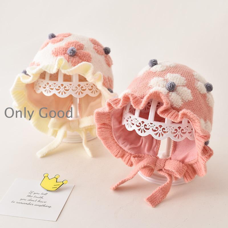 ボンネット帽 ニット帽子 ベビー 赤ちゃん フリル リボン お花