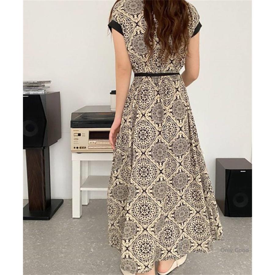 ワンピース ロングワンピース レディース 配色 エスニック 柄