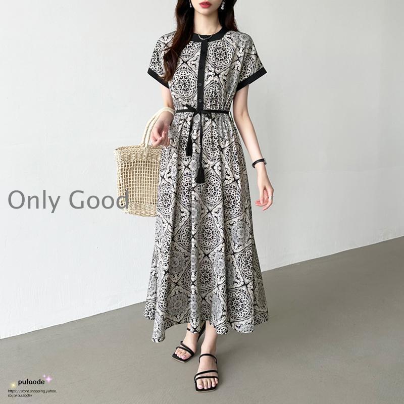 ワンピース ロングワンピース レディース 配色 エスニック 柄
