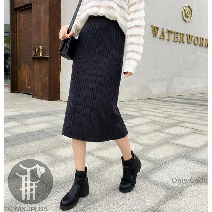 タイトスカート レディース ニットスカート リブ スリット スカート 膝