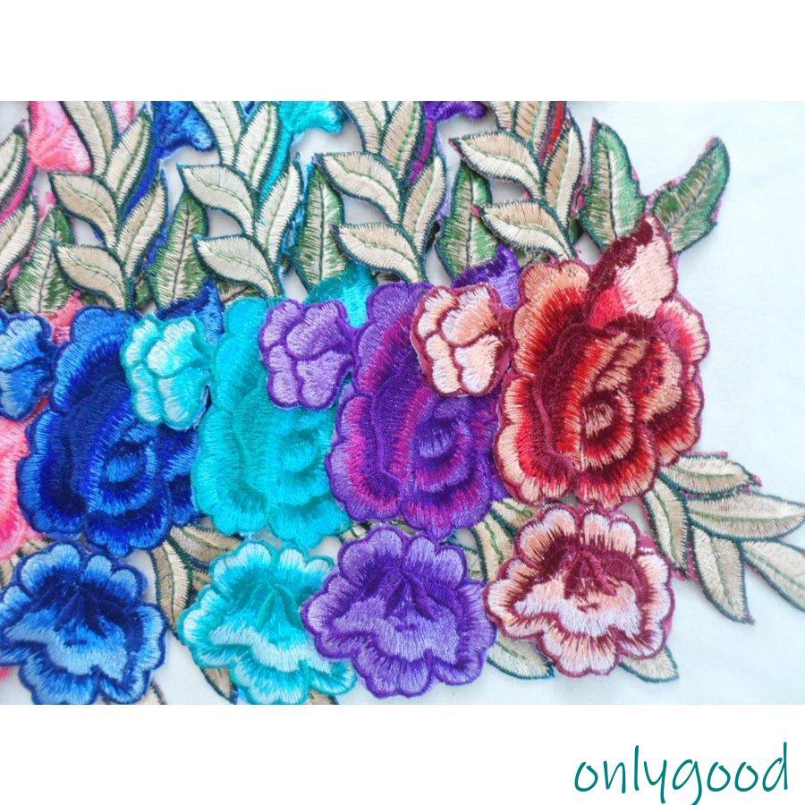 ワッペン アップリケ セット 薔薇 ローズ 花 手芸 刺繍 クラフト DIY