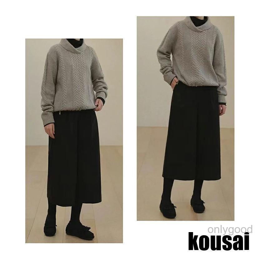 ウール調 ガウチョパンツ レディース 秋 冬 ガウチョ パンツ 低身長