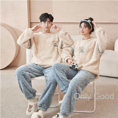 ペア パジャマ 冬 もこもこ カップル ルームウェア 長袖 ペアパジャマ
