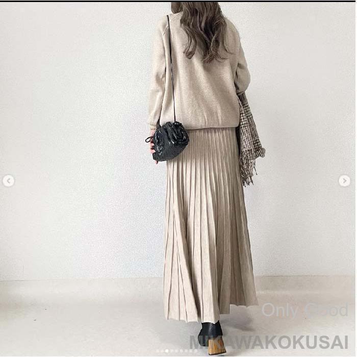 セットアップ レディース 秋 冬 ニット セーター スカート プリーツ