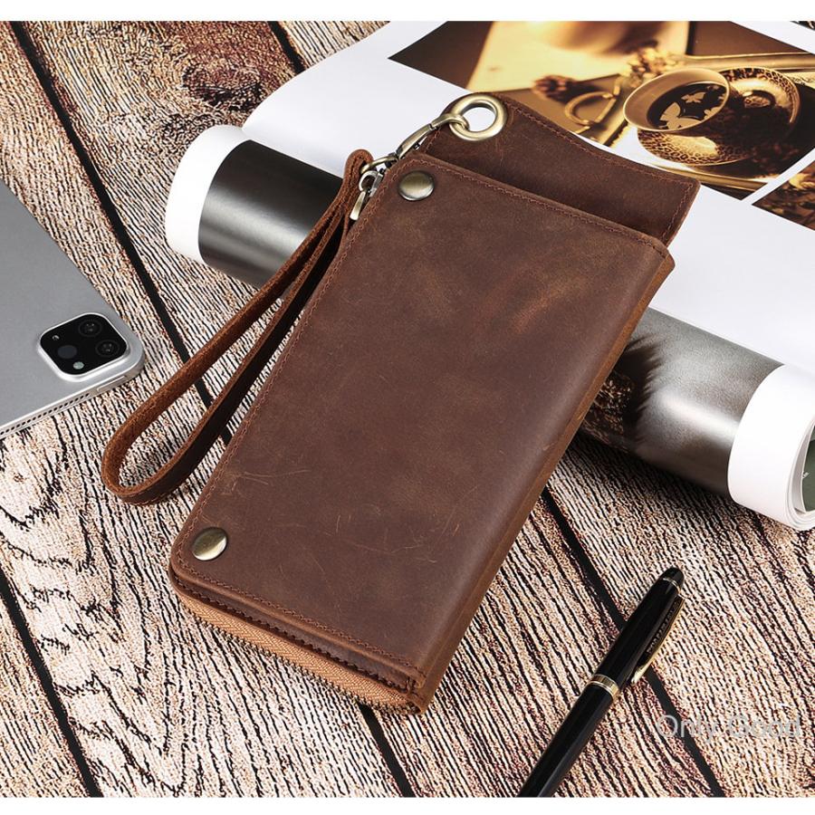 長財布 メンズ レディース 財布 レザー お札入れ 牛革 牛皮 レトロ