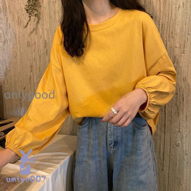 tシャツ カットソー 長袖 Tシャツ レディース 春 秋 冬 パフスリーブ