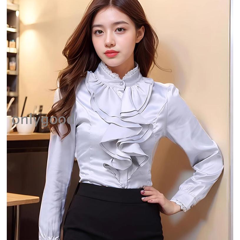ラグジュアリー フリル 長袖ブラウス シャツフワフワ 長袖 上品 薄手