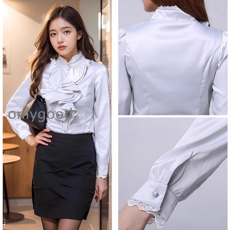 ラグジュアリー フリル 長袖ブラウス シャツフワフワ 長袖 上品 薄手