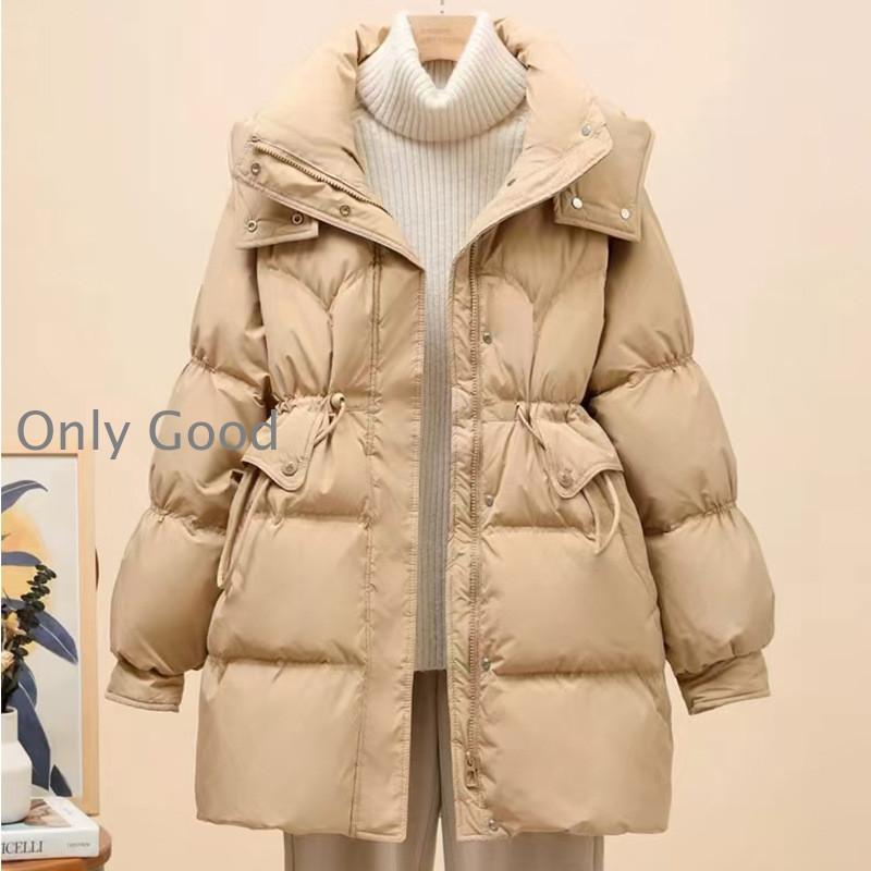秋冬 ダウンコート レディース ミドル丈 フード付き ダウンジャケット
