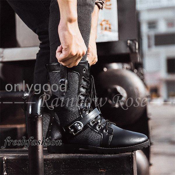 牛革 バイクブーツ メンズ 本革 ブーツ ミリタリーブーツ エンジニア