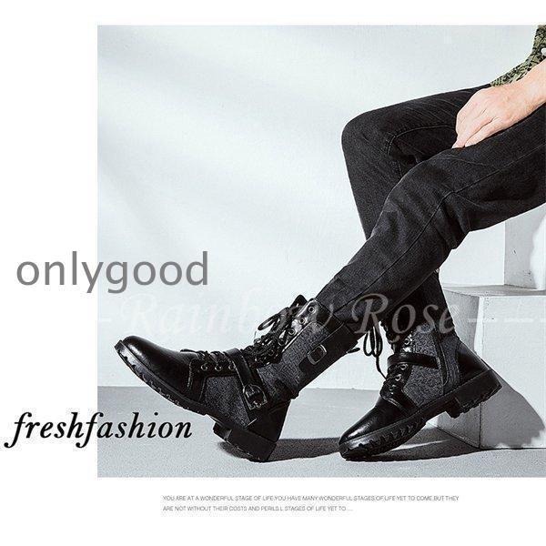 牛革 バイクブーツ メンズ 本革 ブーツ ミリタリーブーツ