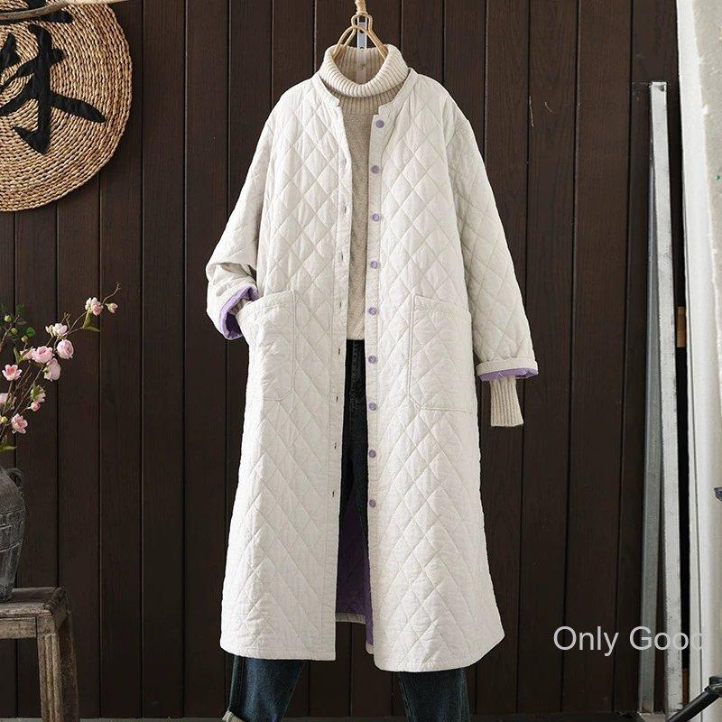 キルティングコート中綿コートレディースカーディガン中綿コートアウターロングコートノーカラージャケット株式会社錦カジュアル防寒軽い暖かい秋冬 キルティングコート 中綿 レディース ロングコート ノーカラー