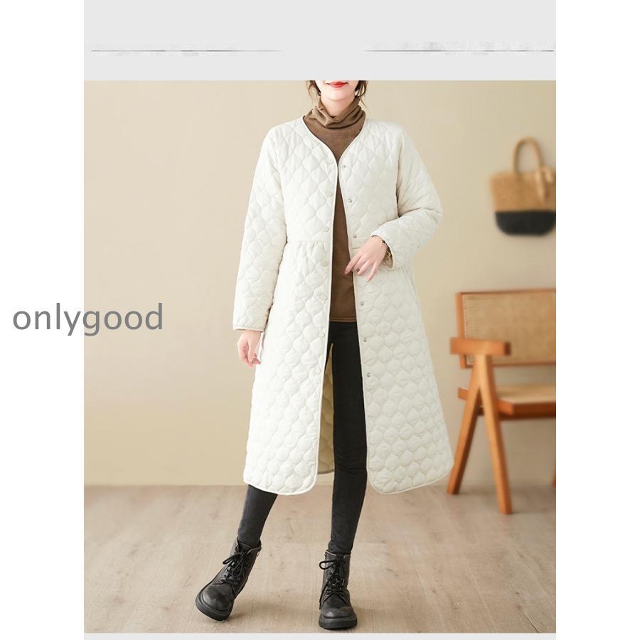 極美品◎レオナール キルティングロングコート ショールカラー 中綿 花柄 紺 F キルティングコート 中綿コート レディース ロングコート