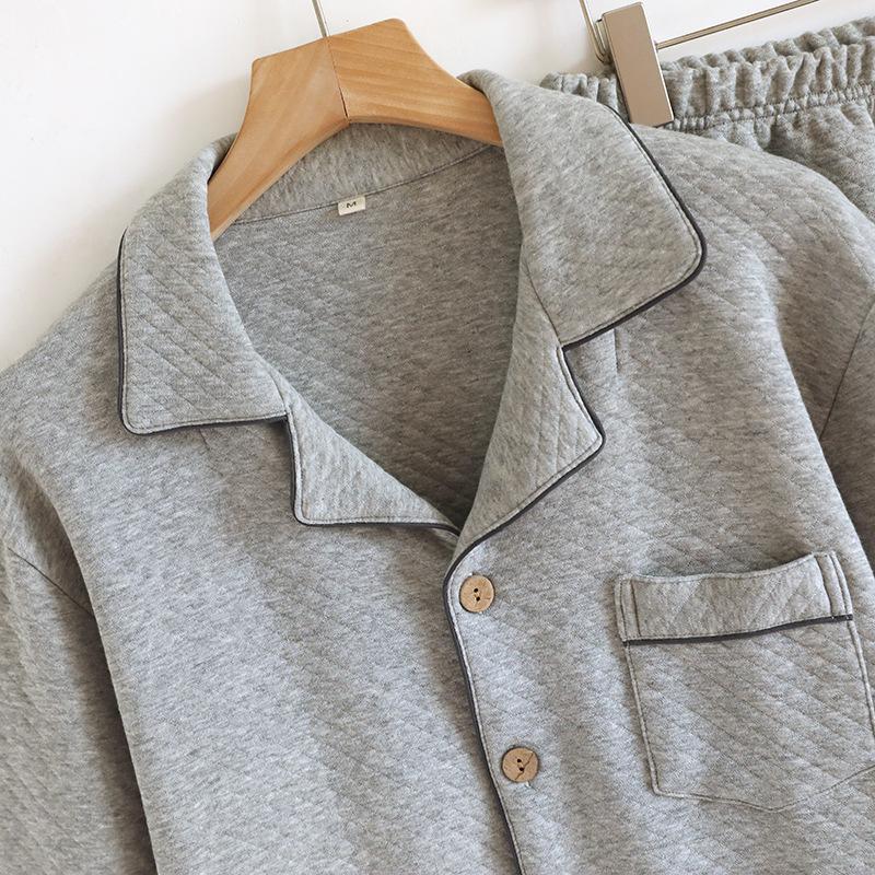 キルトパジャマ 中綿 メンズパジャマ ルームウェア 綿ガーゼ無地無印