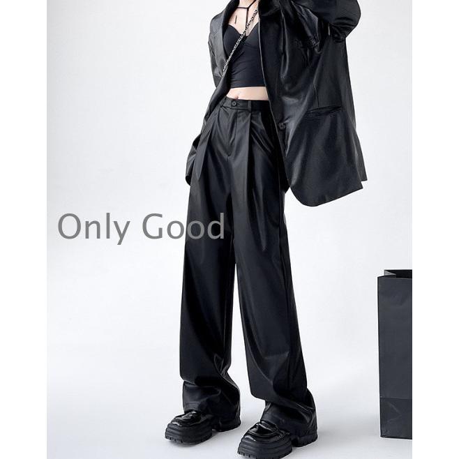 Heve Funcouture Leather PT black ガウチョパンツ フェイクレザーパンツ PU 合皮 秋冬 レディース ワイドパンツ ハイ