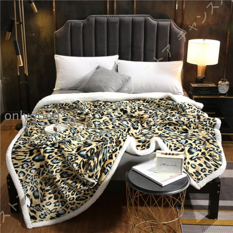 ブランケット 毛布 2枚合わせ ヒョウ柄 大きめ 洗える フランネル毛布