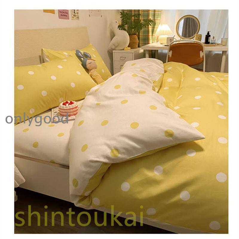 布団カバーセット ドット柄 可愛い 棉 寝具 ベッドカバー 3点セット
