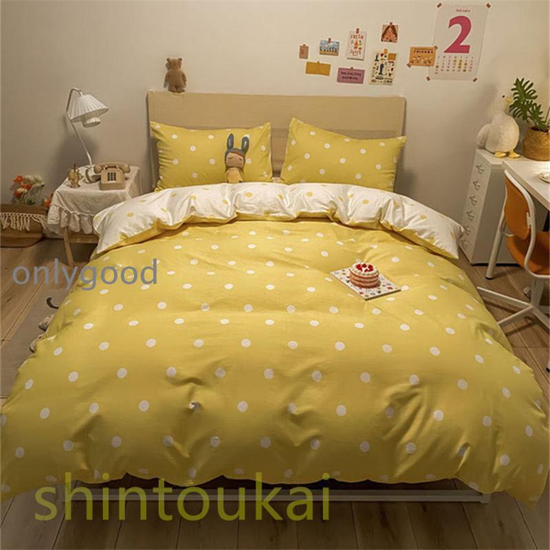 布団カバーセット ドット柄 可愛い 棉 寝具 ベッドカバー 3点セット