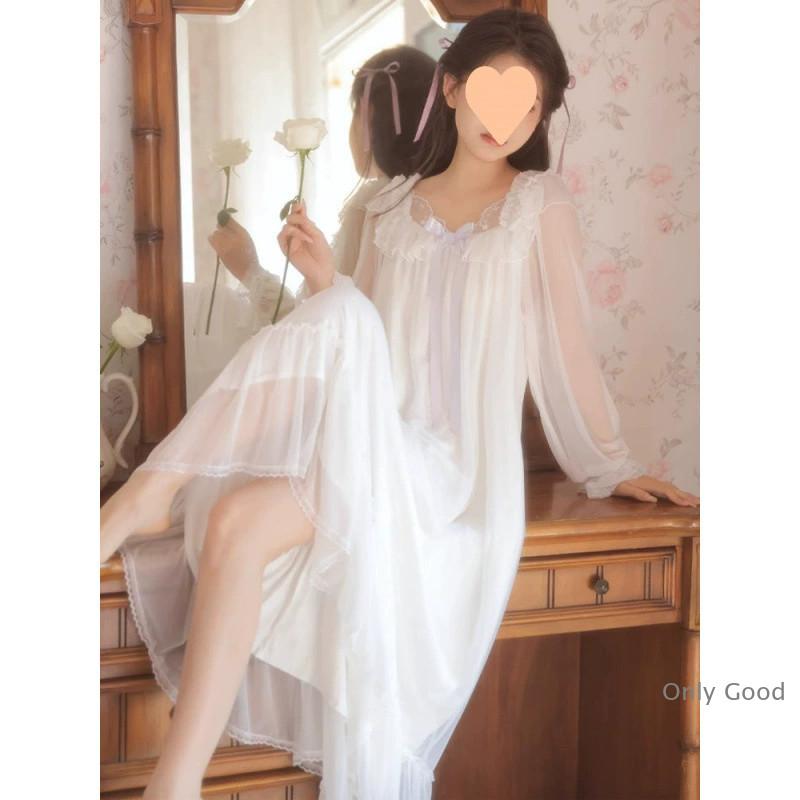 姫系 ネグリジェ レディース 長袖 寝巻き ロング丈 ロマンティック