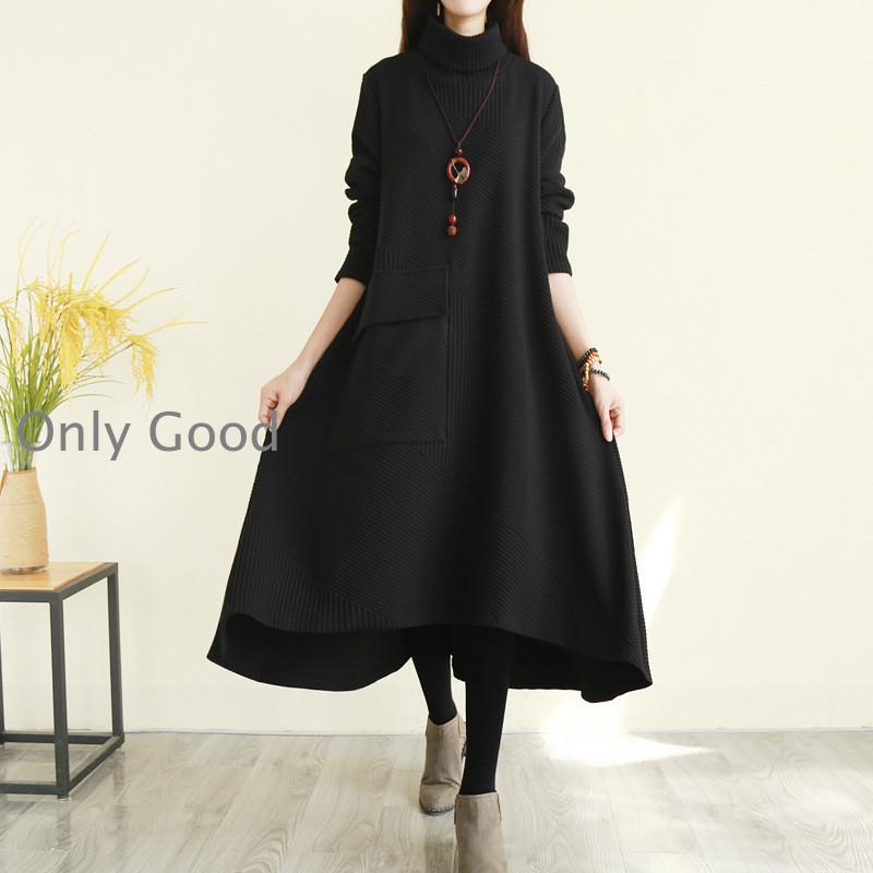 ワンピース チュニック 冬 ロング レディース 40代 膝丈 長袖 厚手