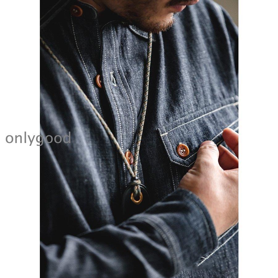 デニム シャツジャケット メンズ ビジネス 通勤 ワークシャツ 長袖