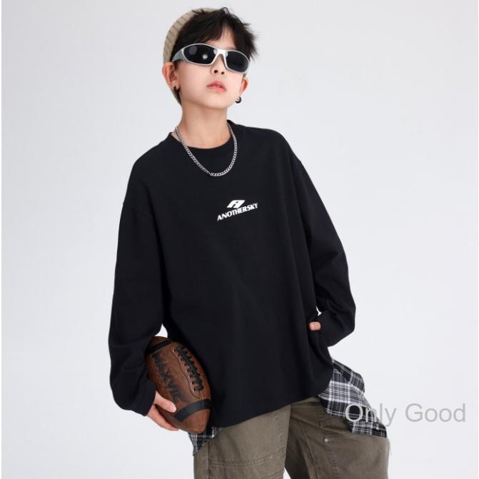 キッズ ロンt 男の子 長袖 シンプル ロゴ プリント オーバーサイズ