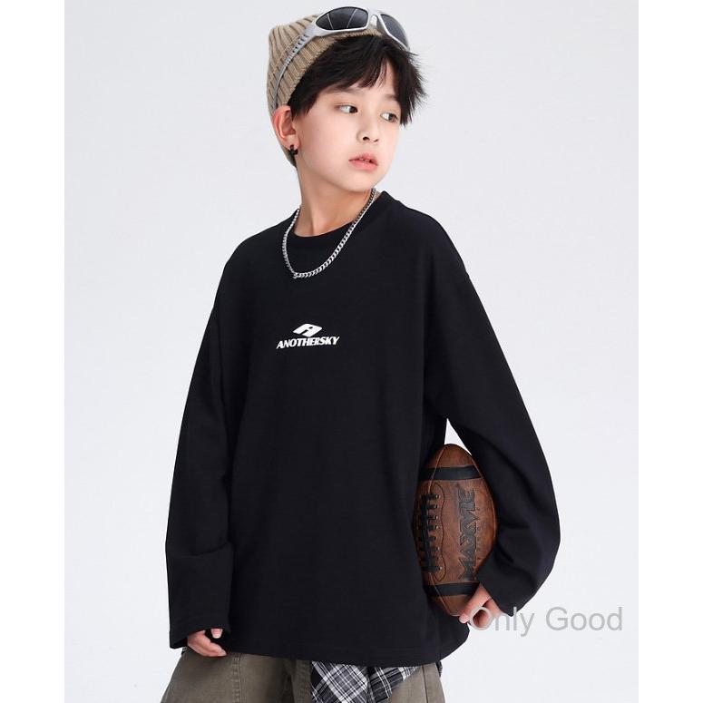 キッズ ロンt 男の子 長袖 シンプル ロゴ プリント オーバーサイズ