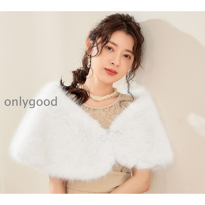 新品タグ付き　STRAWBERRY-FIELDS フェイクファー　ボレロ　結婚式 STRAWBERRY-FIELDS ストロベリーフィールズ シルクブレンド