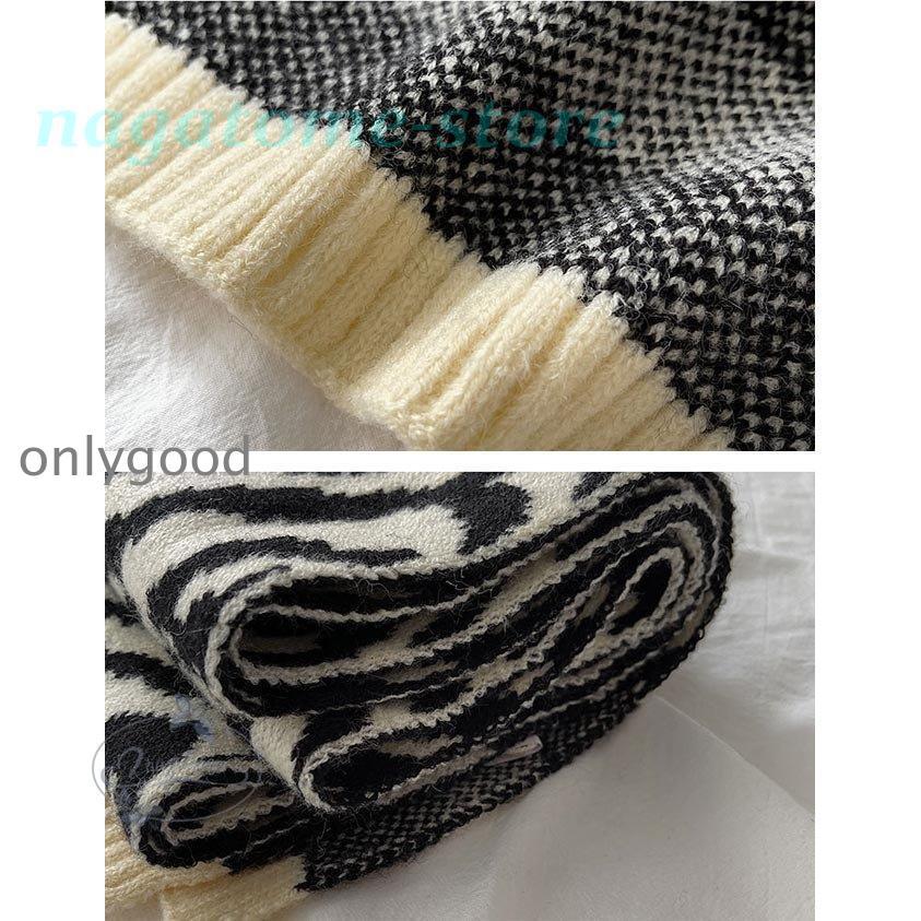 レディース ニットマフラー ゼブラ柄 マフラー ニット きめ細かい 冬