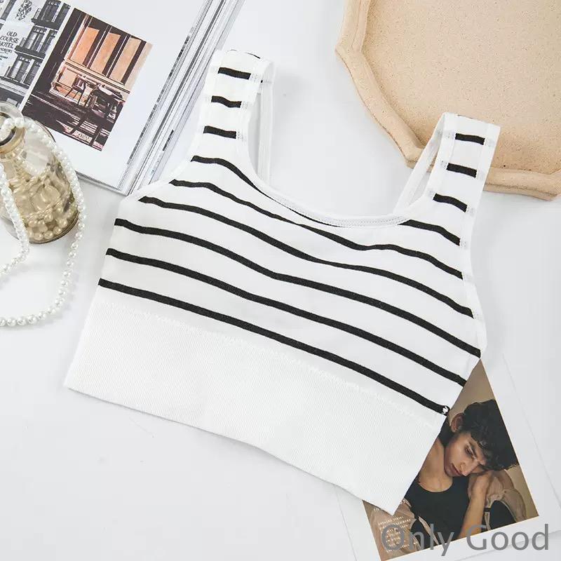 ストライプタンクトップ U字美背＆透けデザインでシェイプアップ効果