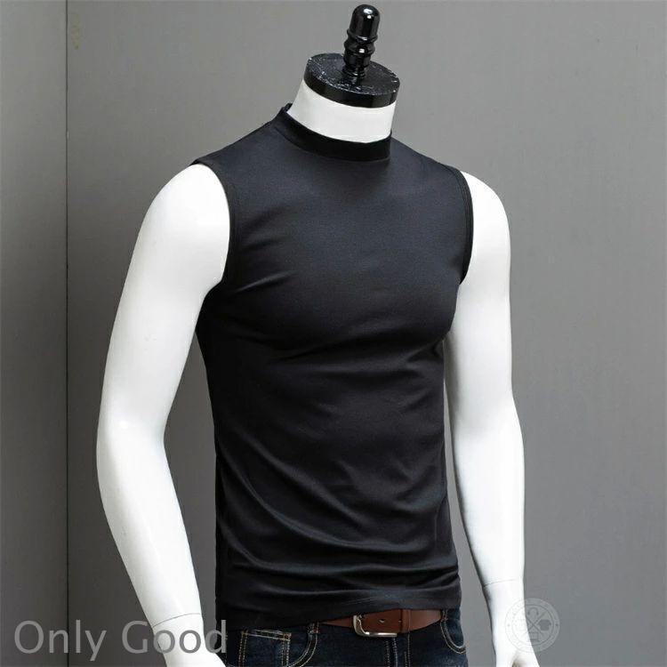 タンクトップ 綿100％ メンズ レディース ゴルフ モックネック