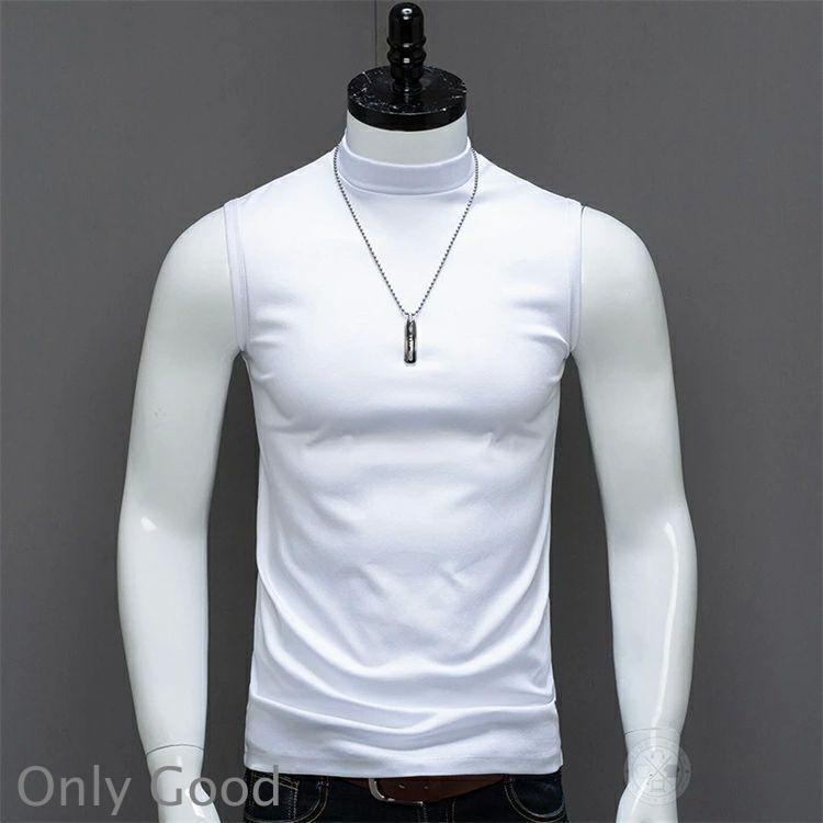 タンクトップ 綿100％ メンズ レディース ゴルフ モックネックシャツ