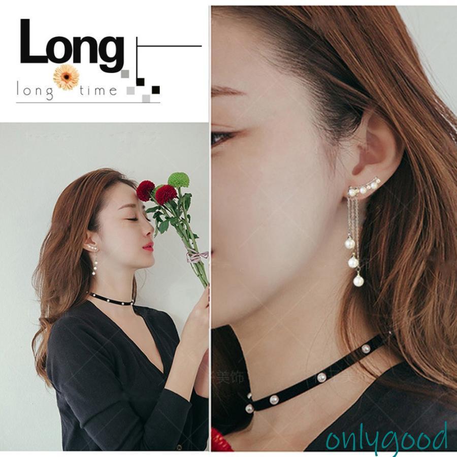 ロング ピアス レディース チェーン フェイクパール アクセサリー