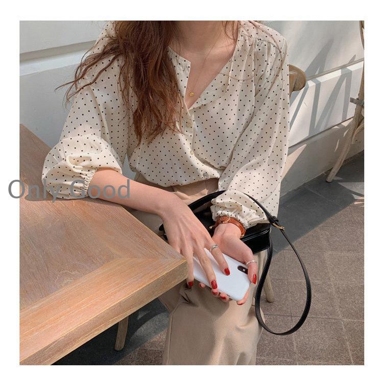 ドット柄 ブラウス レディース 長袖 トップス ゆったり シャツブラウス