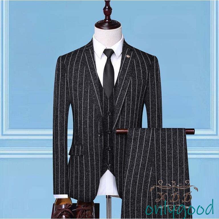 メンズスーツセット ビジネススーツ スリーピース スーツ ストライプ